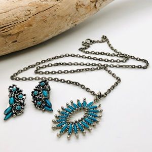 Vintage Southwestern Turquoise Necklace & Earrings